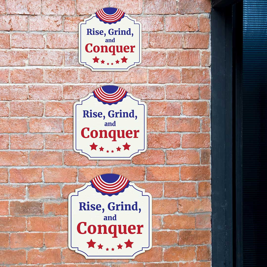 Heritage Plus Rise, Grind, and Conquer Wall or Door Sign | Proud US Decor
