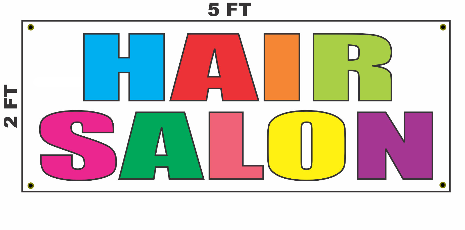 HAIR SALON Multi-colored Banner Sign 2×5