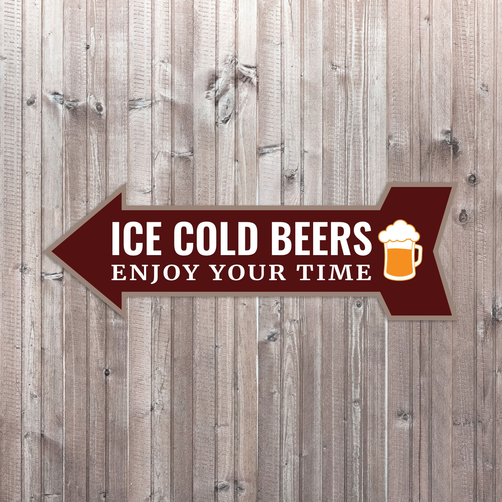 Arrow Shape Ice Cold Beers Enjoy Your Time 12×4&Prime; Wall or Door Sign