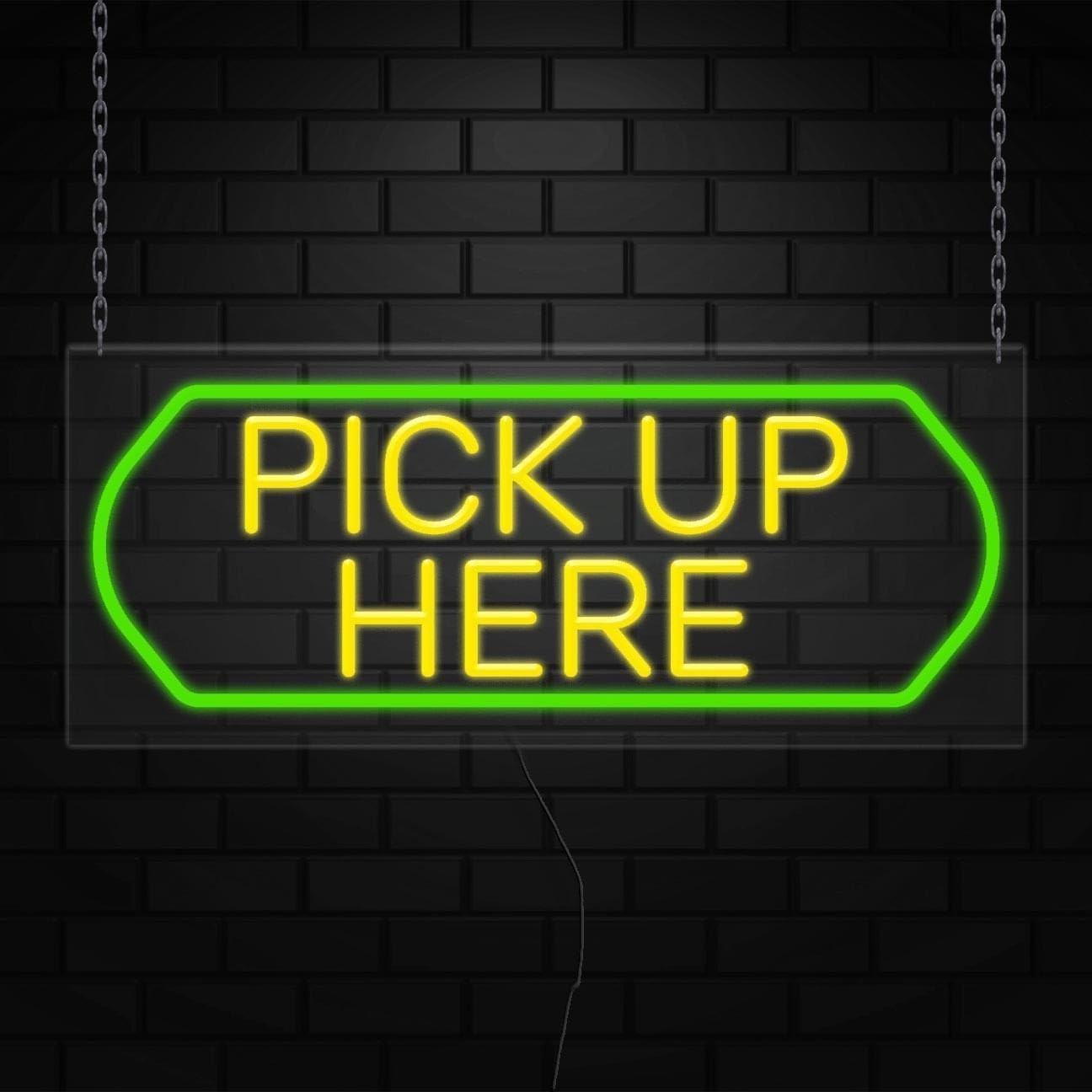Pick-Up Here Sign for Business Displays | LED Flex Neon | 32&Prime;W x 13&Prime;H x 1&Prime;D