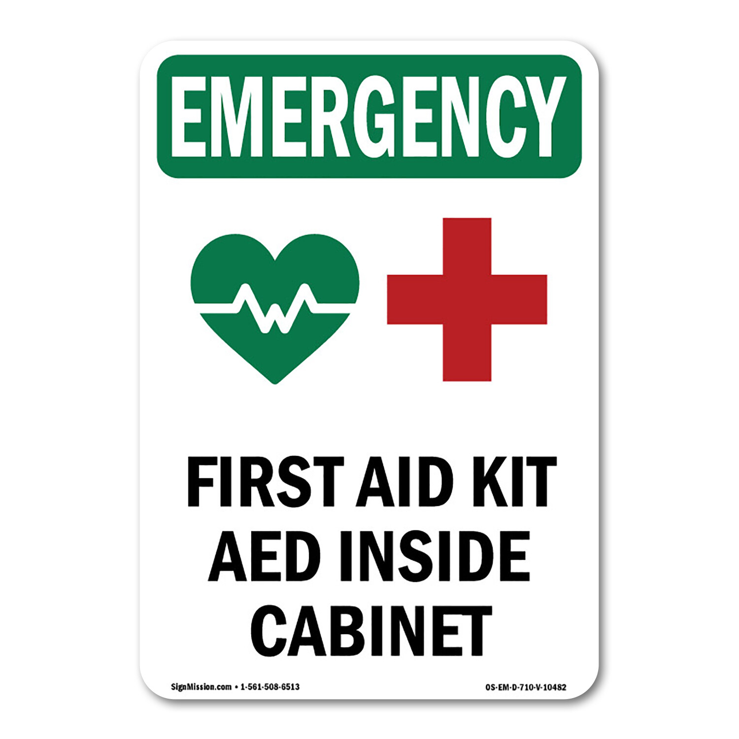 First Aid Kit AED OSHA Emergency Sign Metal Plastic Decal