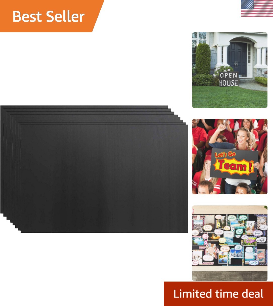 8-Pack Weather-Resistant Black Corrugated Yard Signs – Customizable 24×36 in