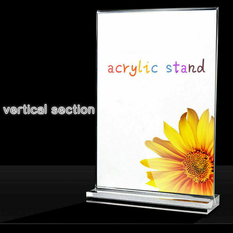 2X Acrylic T Display Stand Advertisement Menu Poster Leaflet Perspex Holder NR9