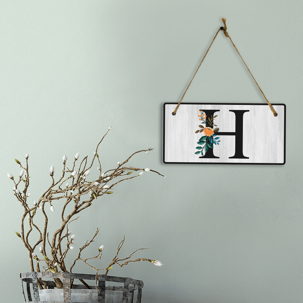 H Flower Decor 5×10 Hanging Wall or Door Sign | Alphabet Letter Room Decoration