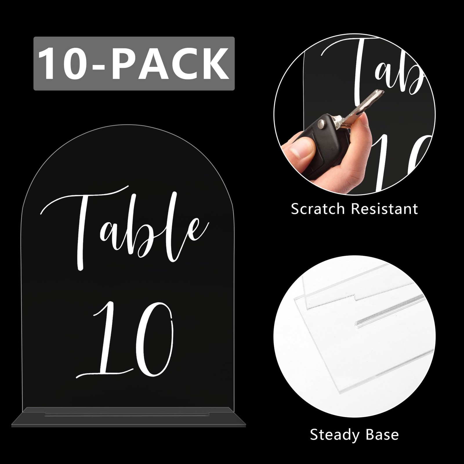 Arch Wedding Table Numbers 1-10 with Stands – 5&Prime; X 7&Prime; Acrylic Table Signs wit…