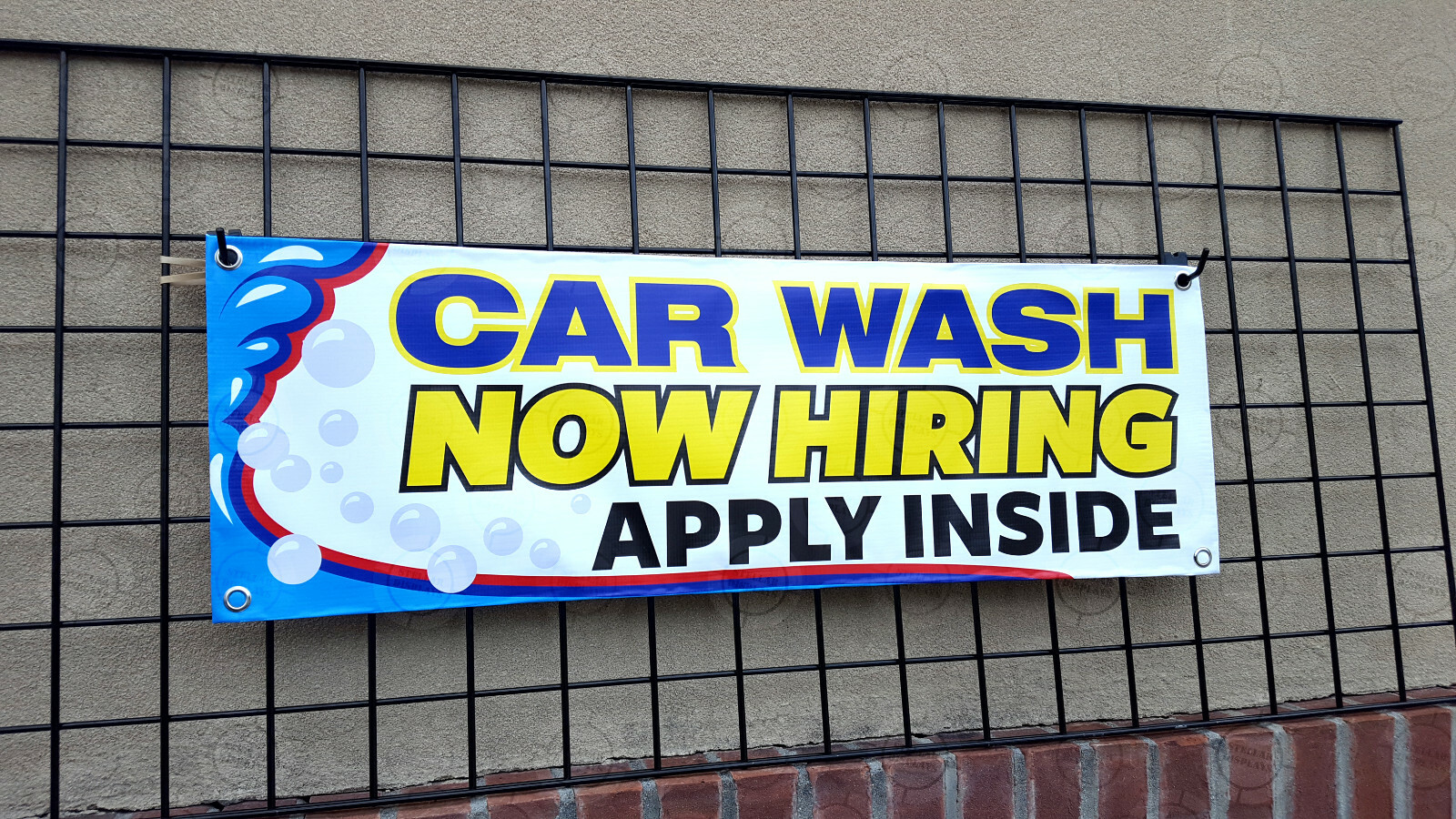 CAR WASH Now Hiring Banner Vinyl Display Various Bright Color Sign Poster Lona