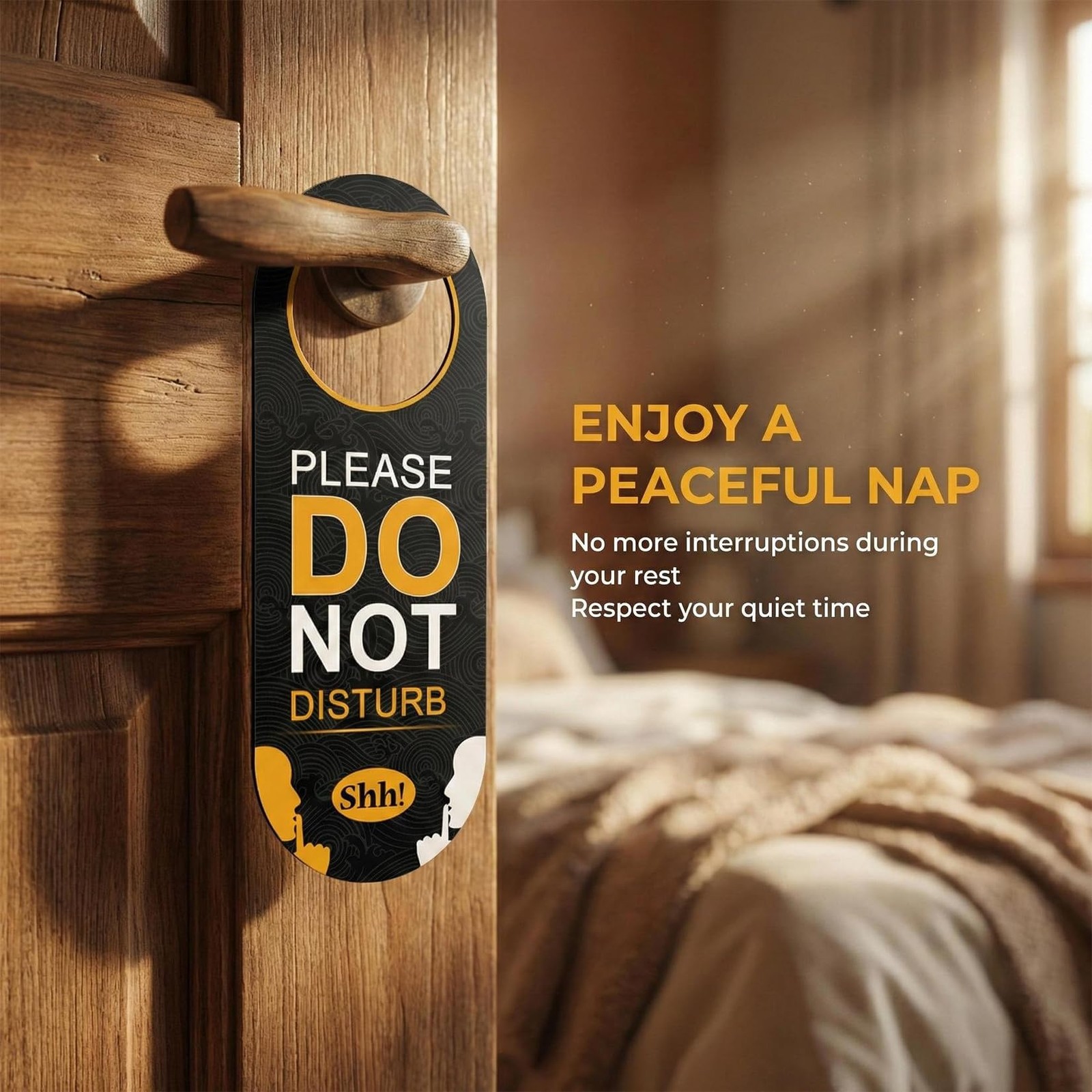 2 Pack Do Not Disturb Door Hanger Sign 4 Count (Pack of 1), Black, White