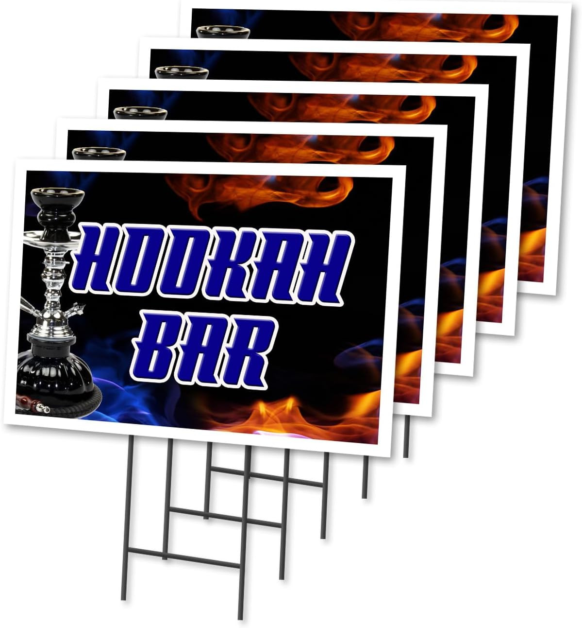 Hookah BAR 5 Pack of 12&Prime; X 16&Prime; Yard Sign & Stake | Advertise Your Business | Sta