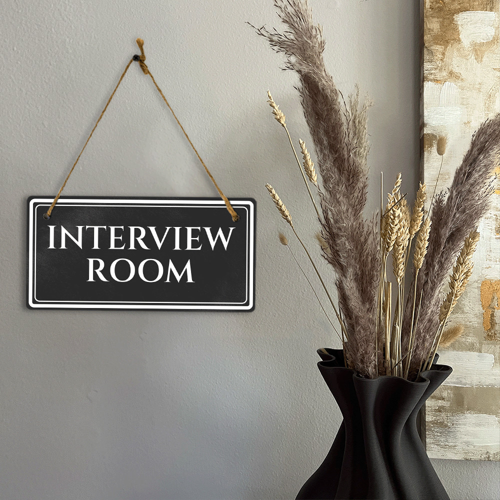 Interview Room 5&Prime; x 10&Prime; Hanging Wall or Door Sign | Legal and Court Signage