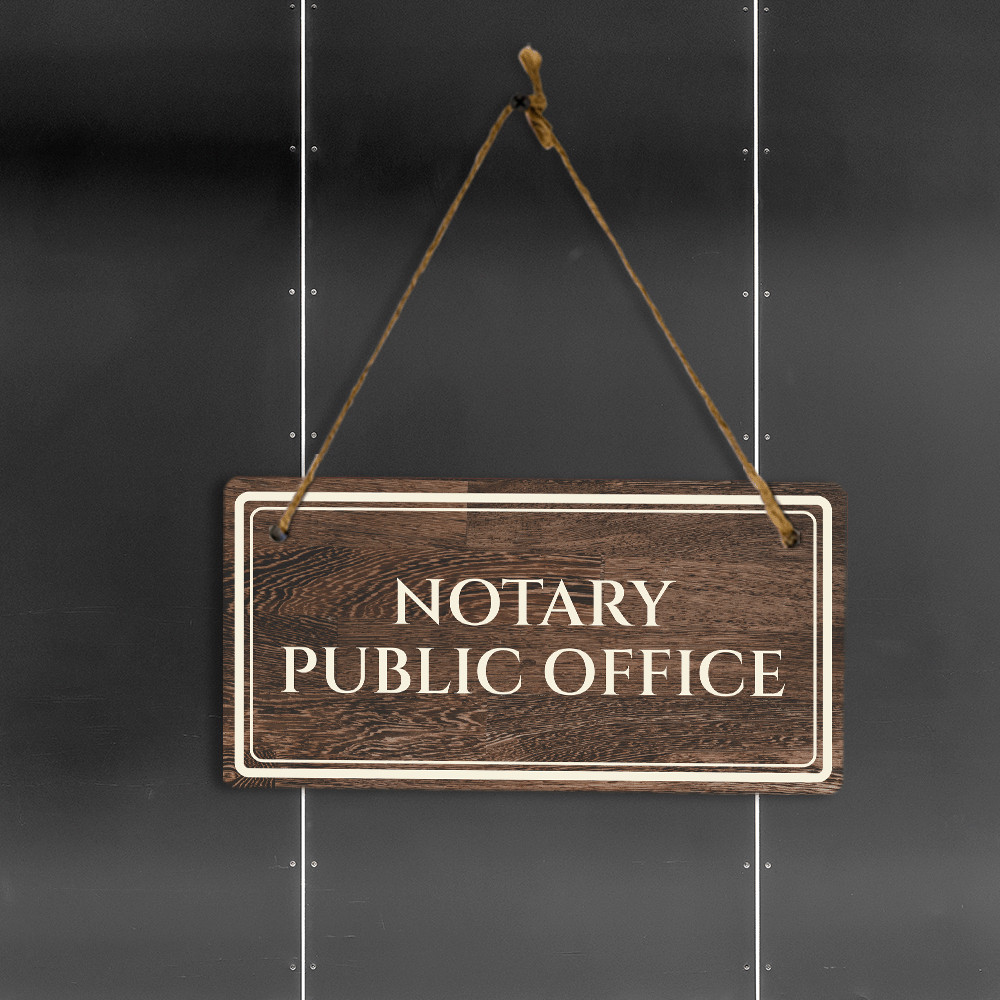 Notary Public Office 5&Prime; x 10&Prime; Hanging Wall or Door Sign