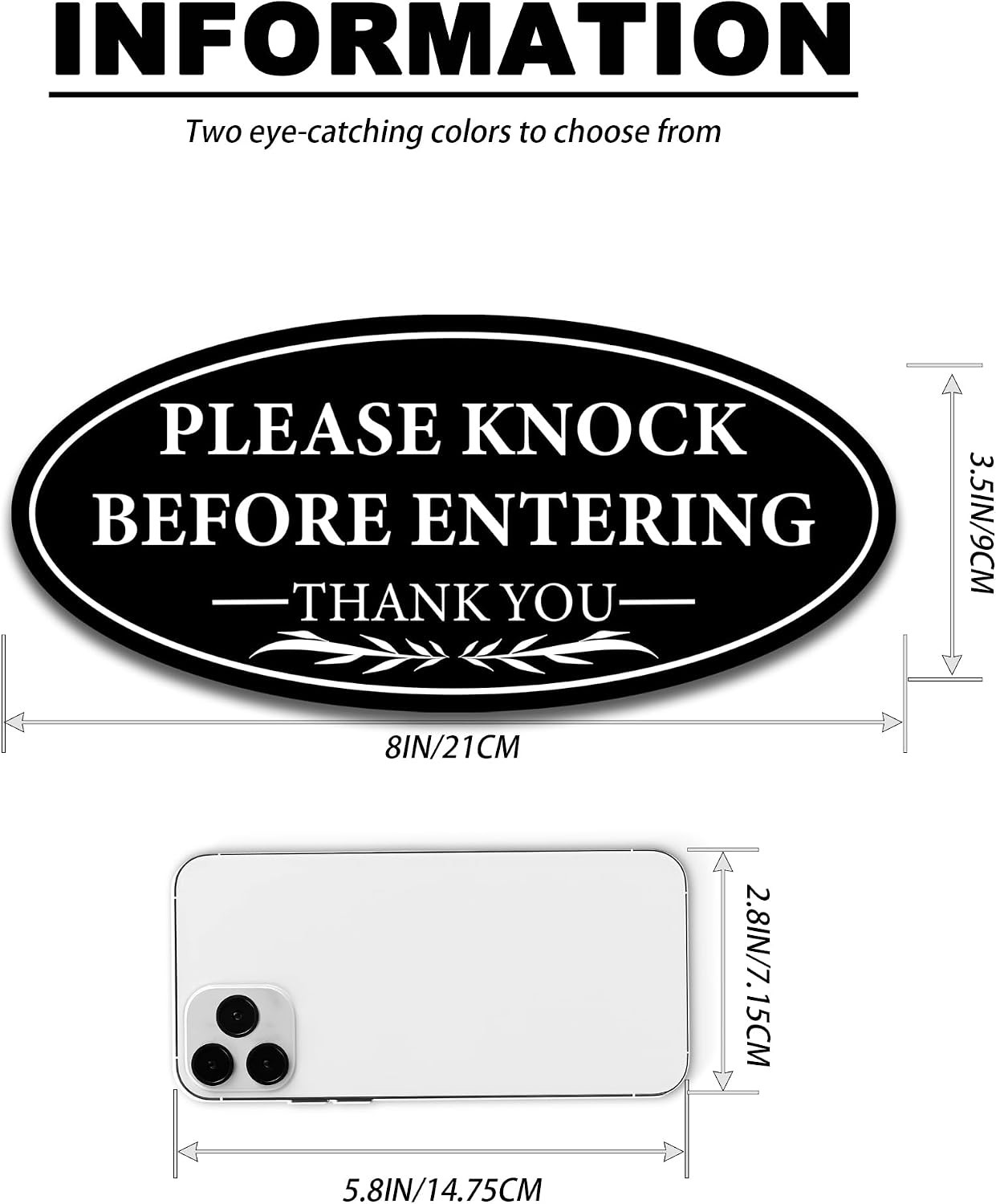 Please Knock Sign for Door, UV Resistant Self Adhesive Vinyl Please Knock