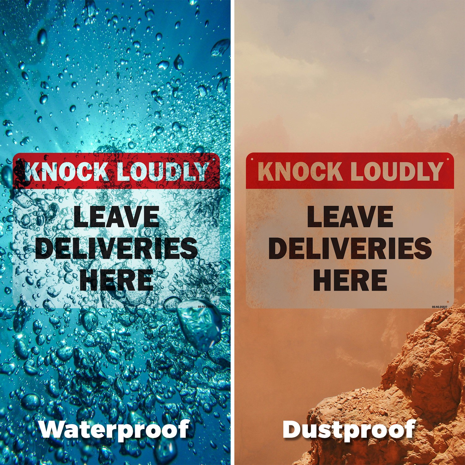 Knock Loudly Leave Deliveries Here Public Safety Sign Or Decal – 5 or 10 Pack