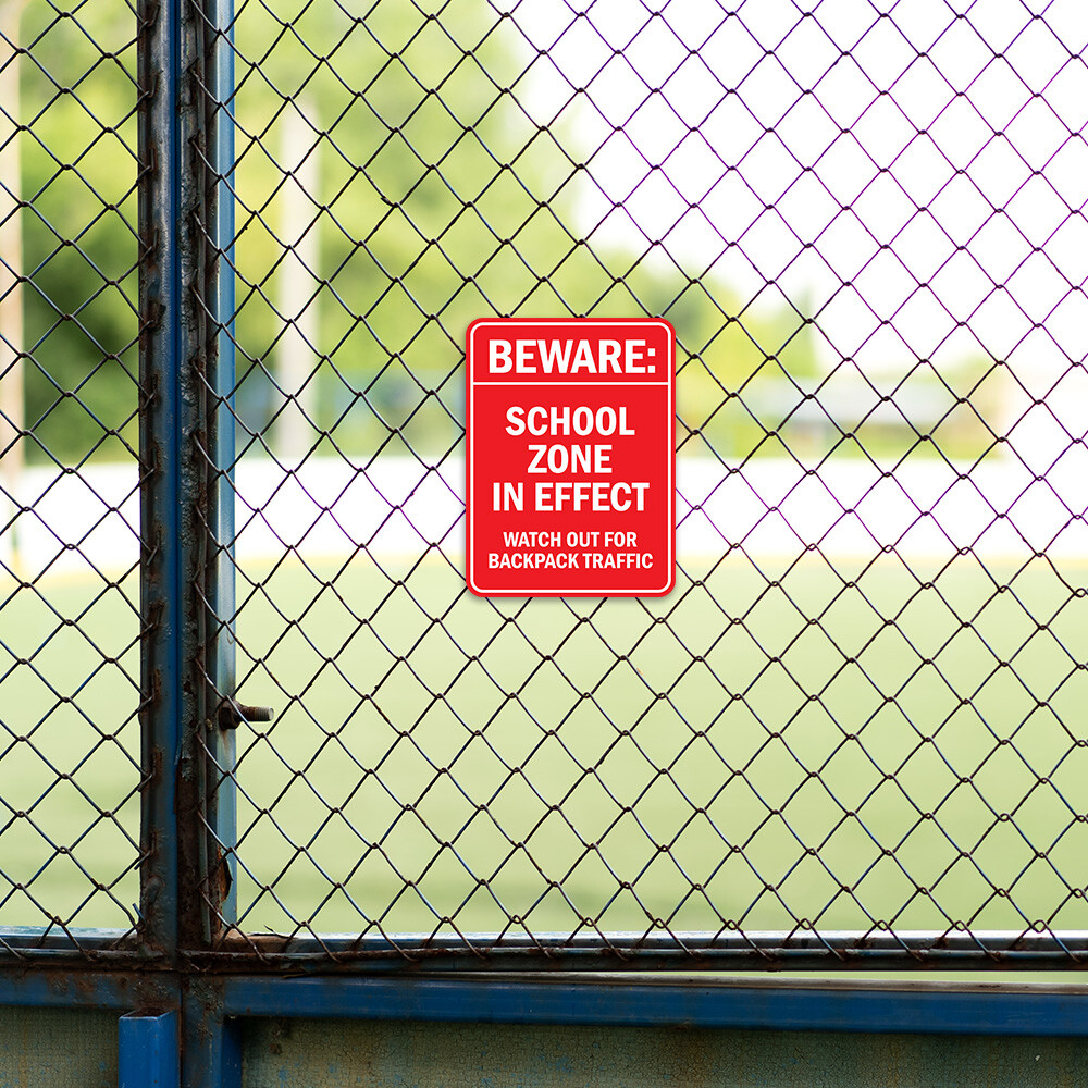 Portrait Round Plus Beware: School Zone in Effect Watch Out For Backpack Traffic