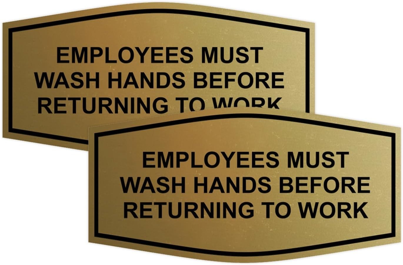 2 Pack Fancy Employees Must Wash Hands Before Returning To Work Sign Brushed Gol