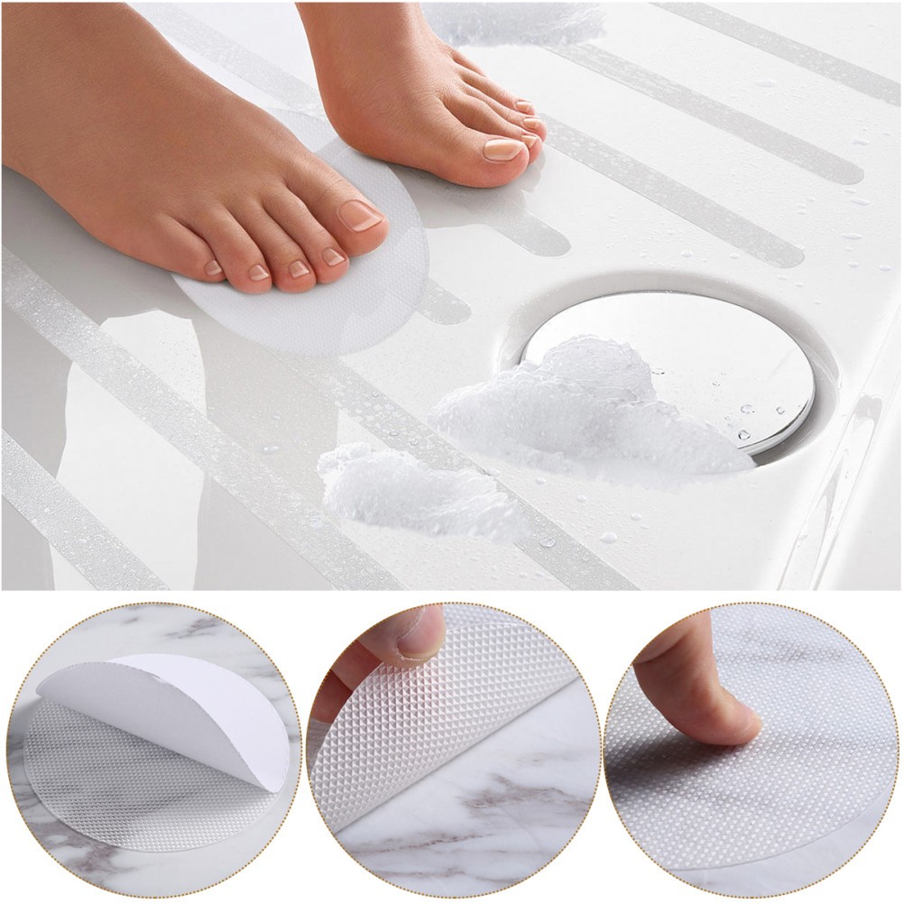 20 Pcs Transparent PEVA Anti Slip Discs 10 cm Tape for Bath Shower Safety