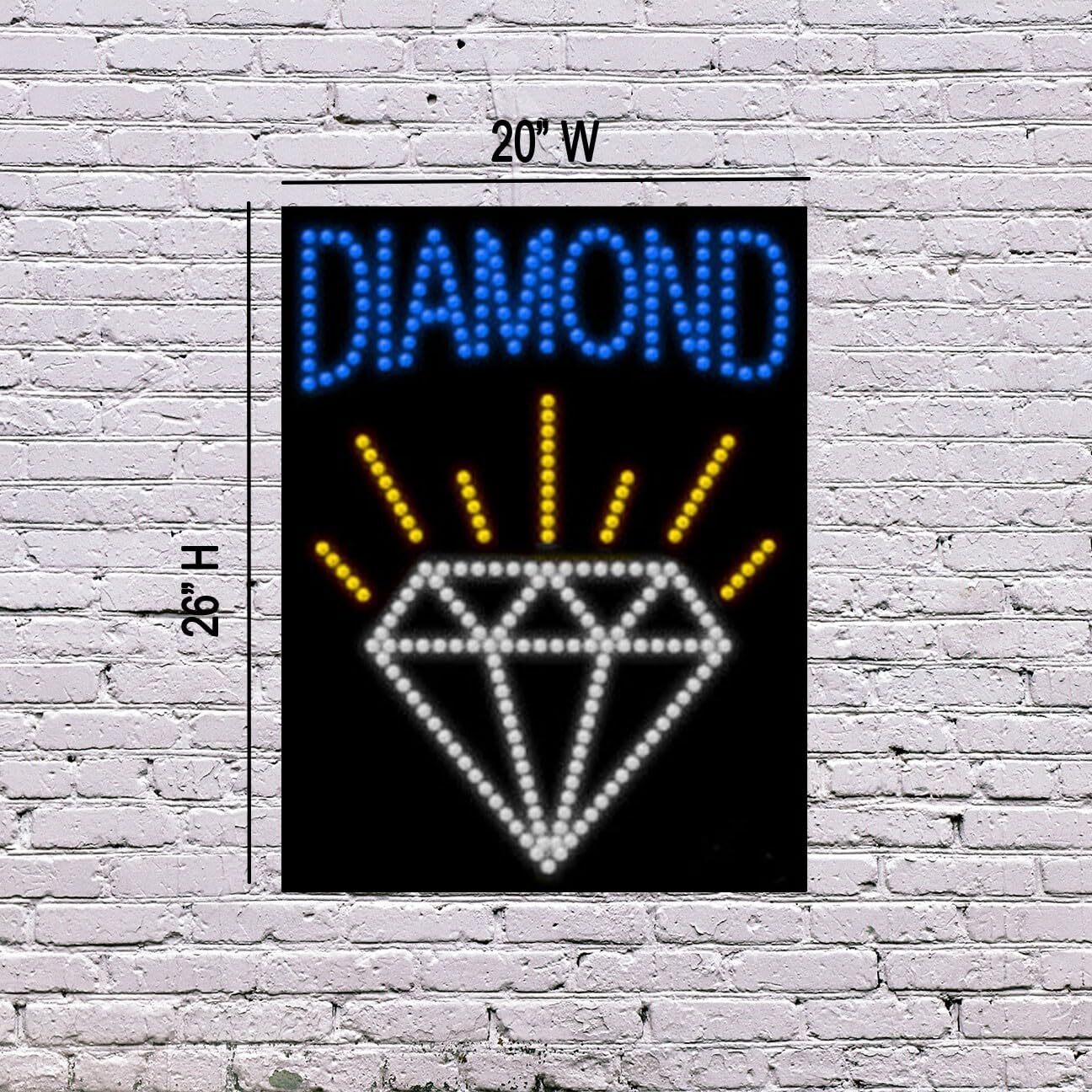 LED Diamond Sign | Light Up Sign | 26&Prime;H x 20&Prime;W x 2&Prime;D