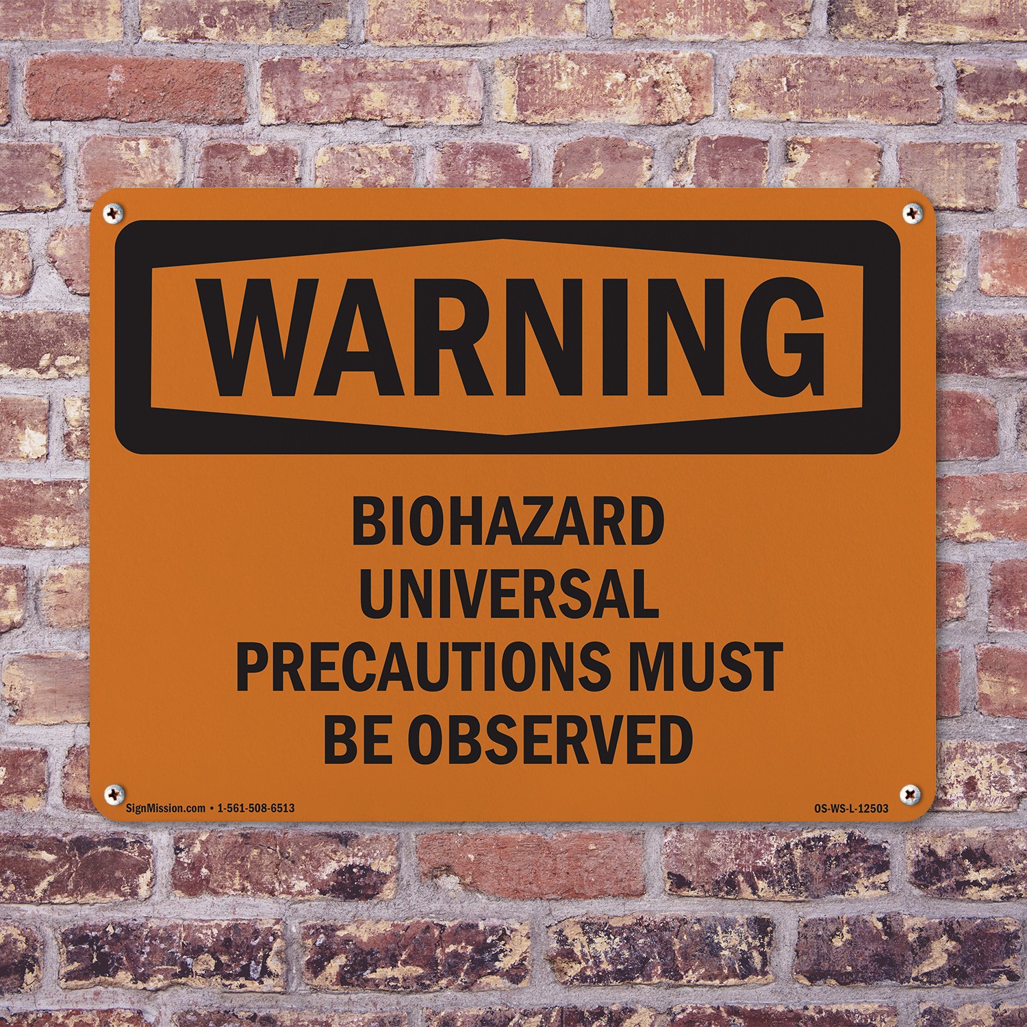 Biohazard Universal Precautions OSHA WARNING Sign Metal, Decal – 5 or 10 Pack
