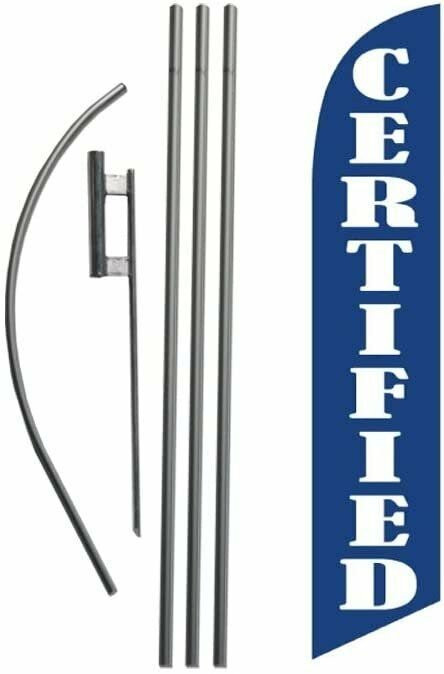 Certified (blue) 15ft Feather Banner Swooper Flag Kit – INCLUDES 15FT POLE…