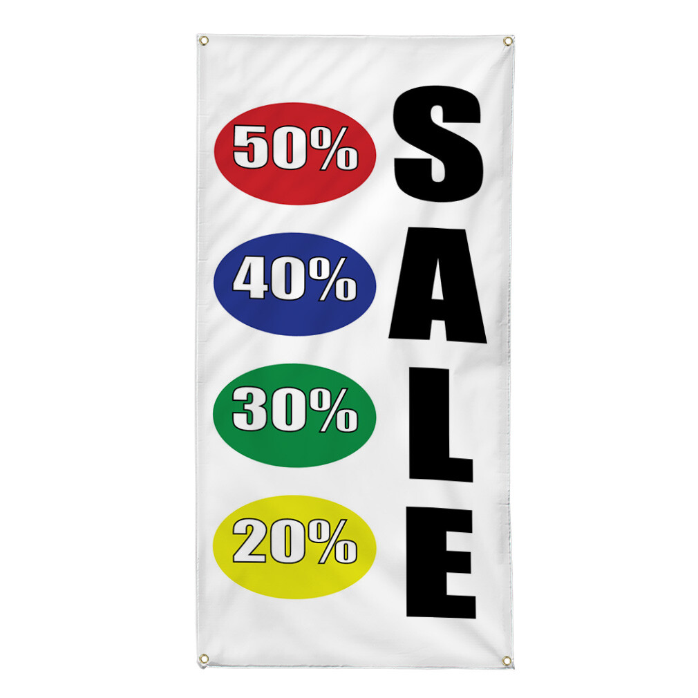 Vertical Vinyl Banner Multiple Sizes 50% 40% 30% 25% Deal Promotion Business