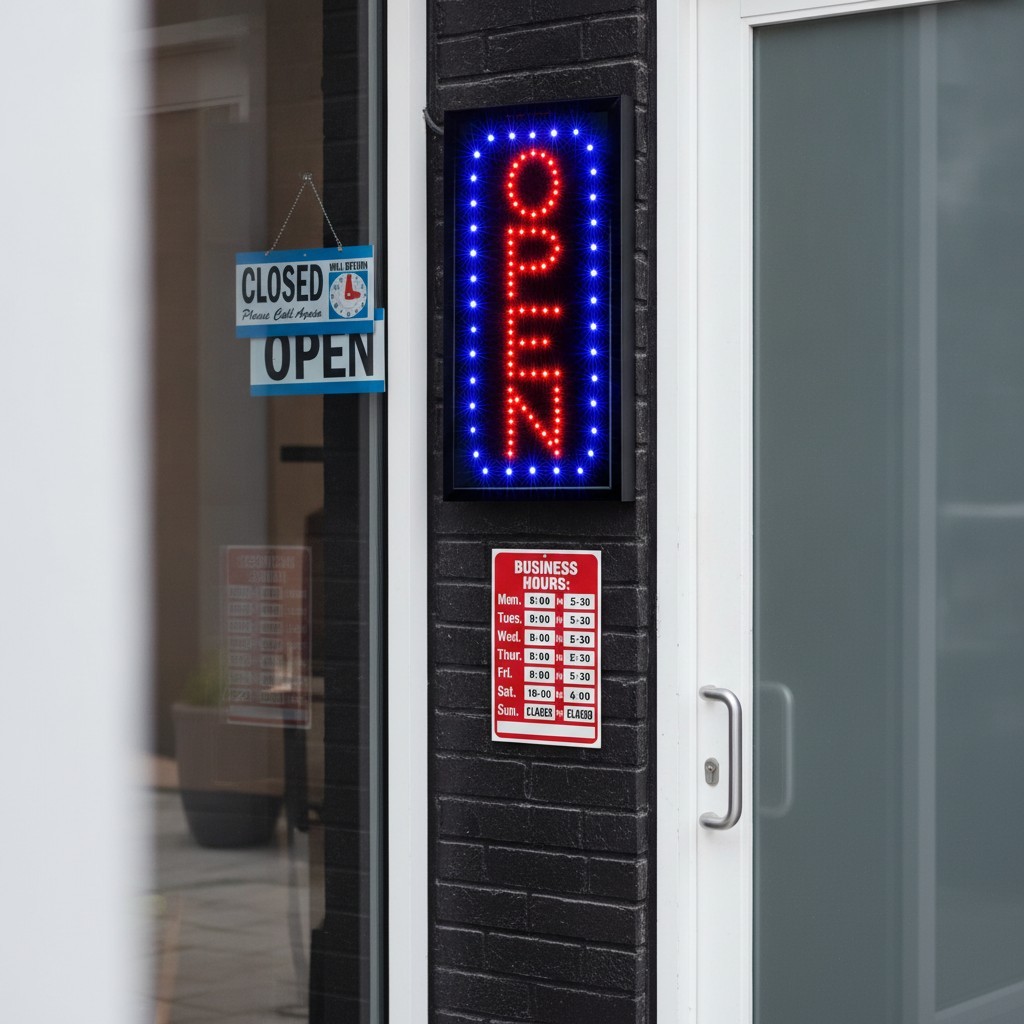 Complete LED Signage Solution: Neon Open & Closed Signs with Hours – 17&Prime; x 10&Prime;