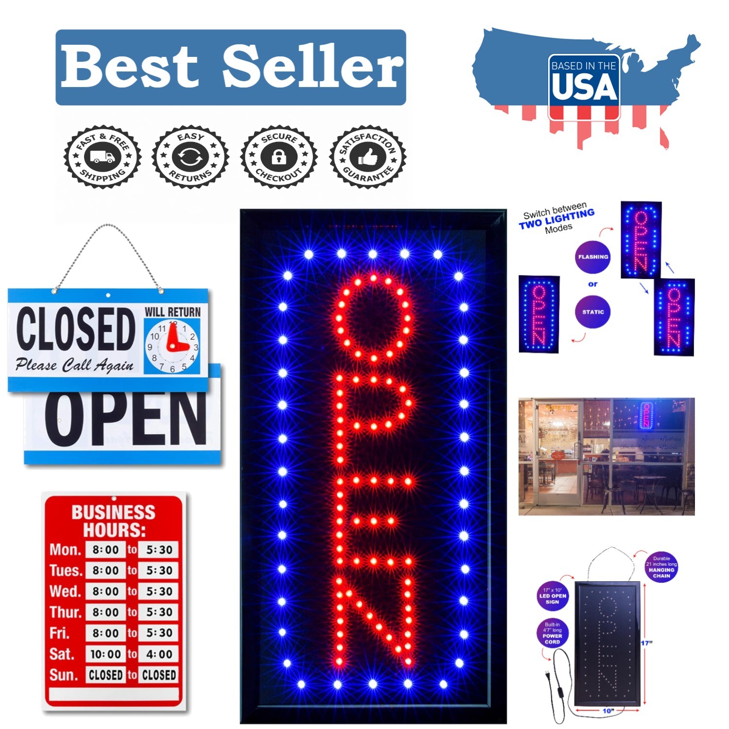 Attractive LED Open Sign with Flashing Mode for Businesses – 1-