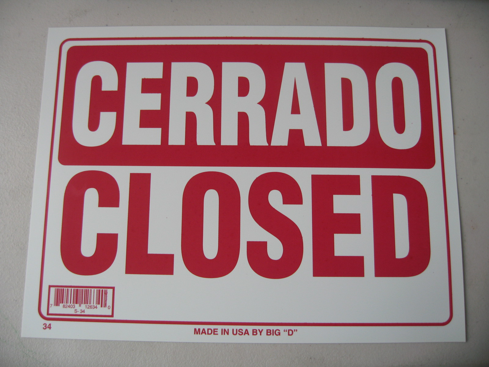 Cerrado / Closed Buisness signs 9&Prime;x12&prime; Red flexible plastic 12634