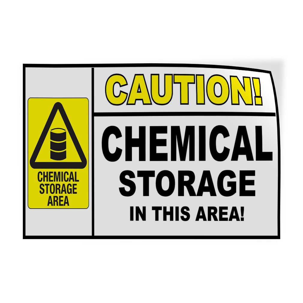 Decal Stickers Caution! Chemical Storage Safety Vinyl Store Sign Label