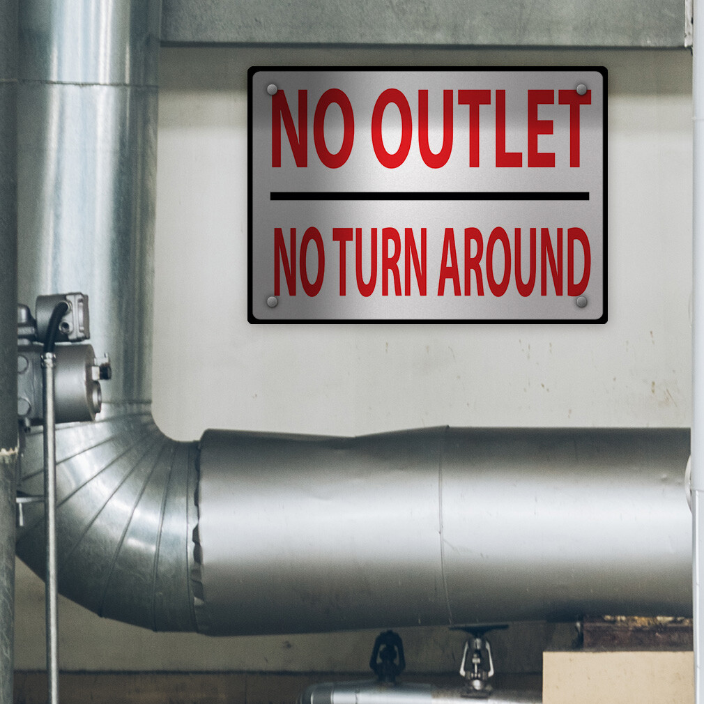 Horizontal Metal Sign No Outlet; Turn Around Weatherproof Street Signage