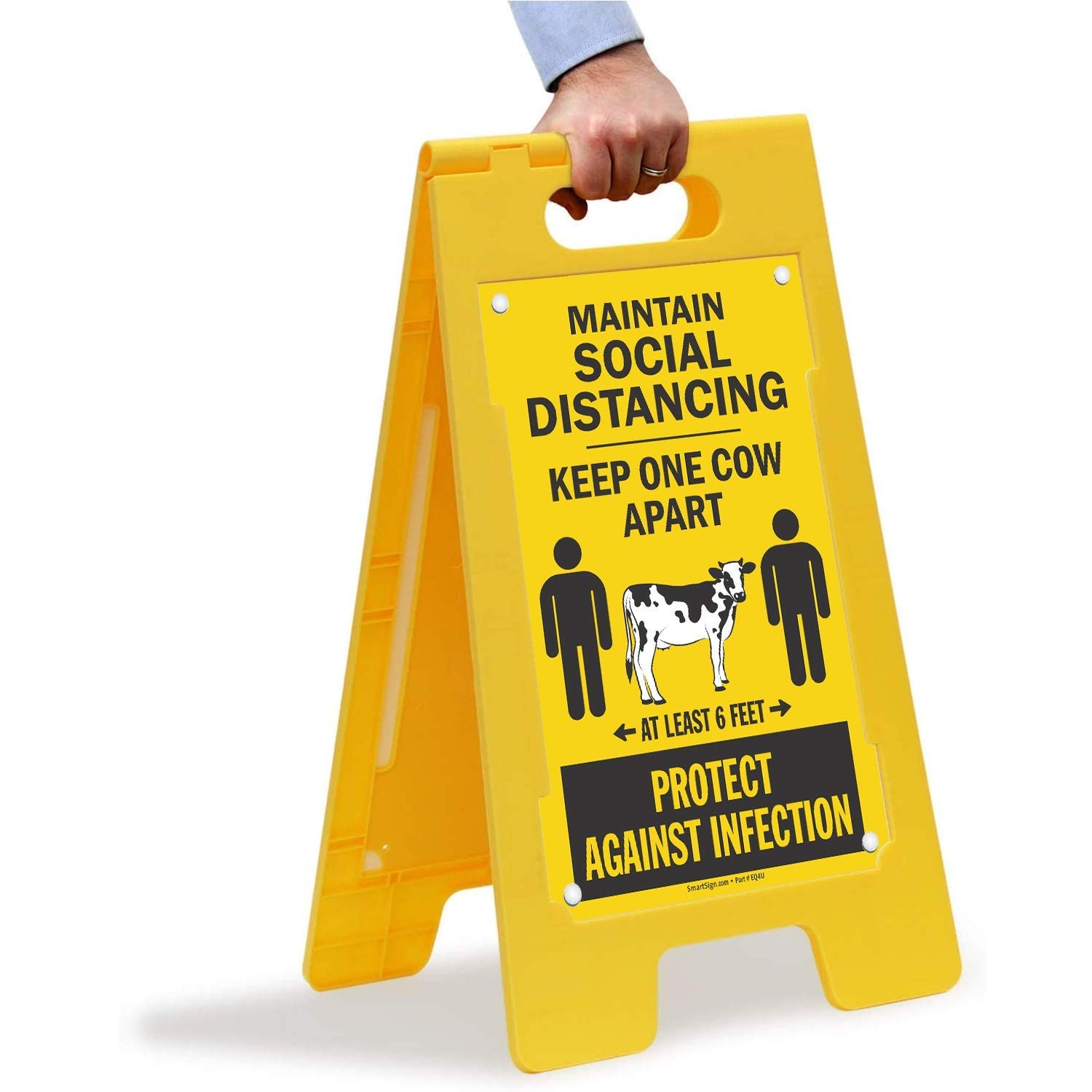 25 x 12 inch “Maintain Social Distancing – Keep One Cow Apart, At Least 6 Fee…
