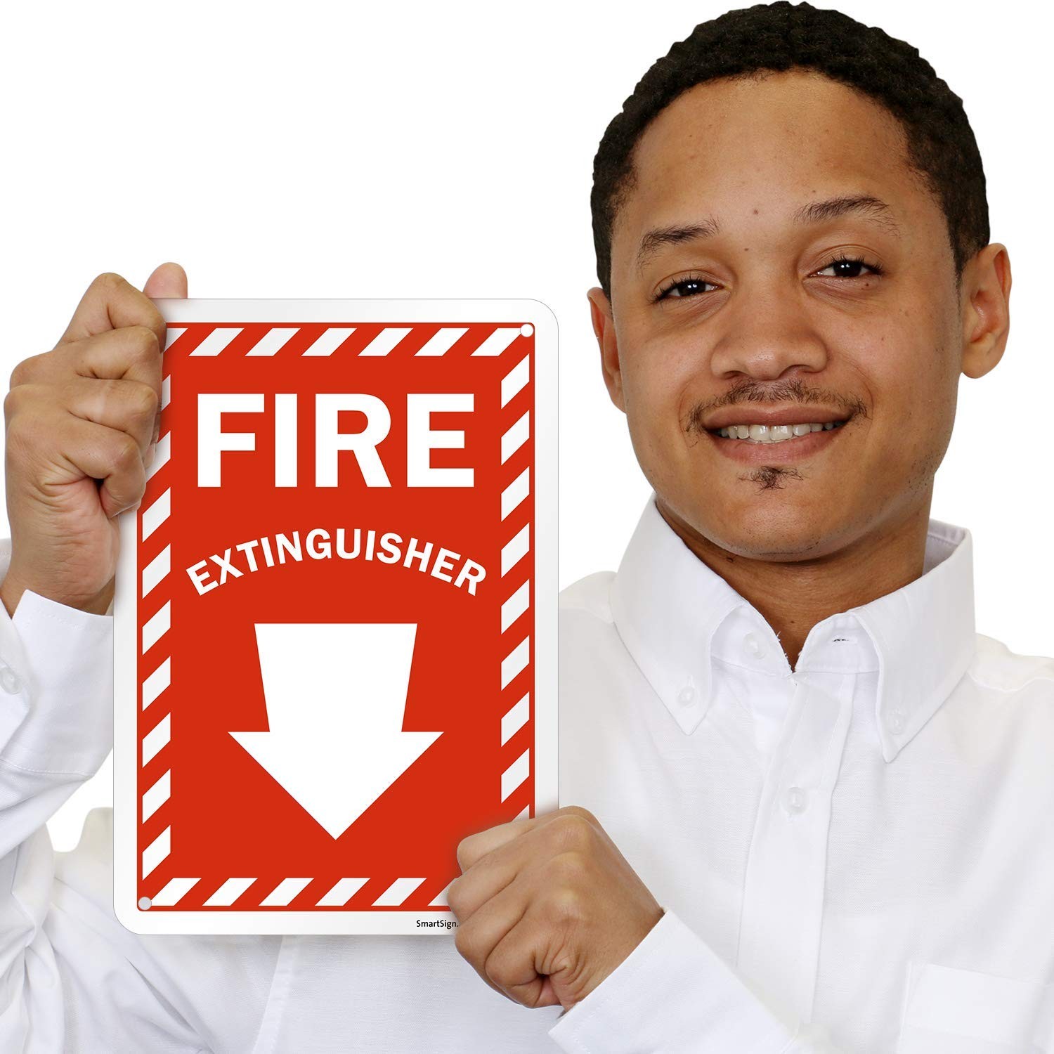 10×7 Inch Fire Extinguisher Sign Down Arrow HDPE Plastic Red White Safety