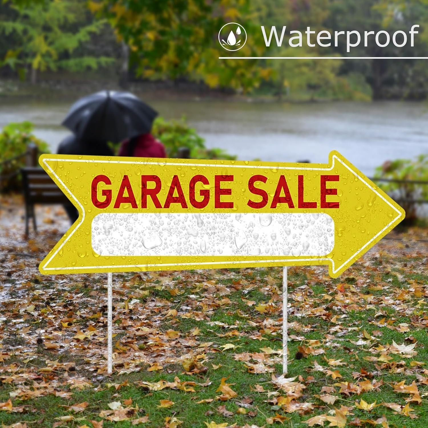 Large 17 x 6 Inch Garage Sale Arrow Signs with 12 Stakes – Instant Attention