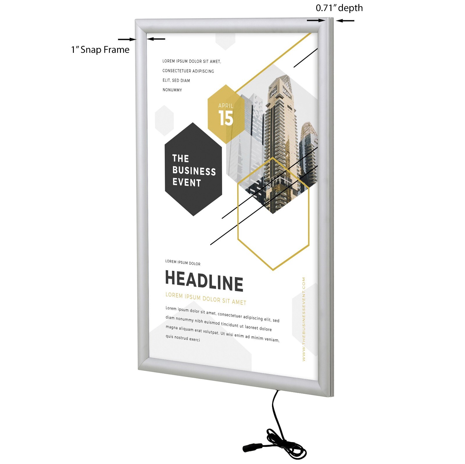 LED Backlit Poster Frame, Wall Mount Black/Silver Aluminum Photo/Sign Holder