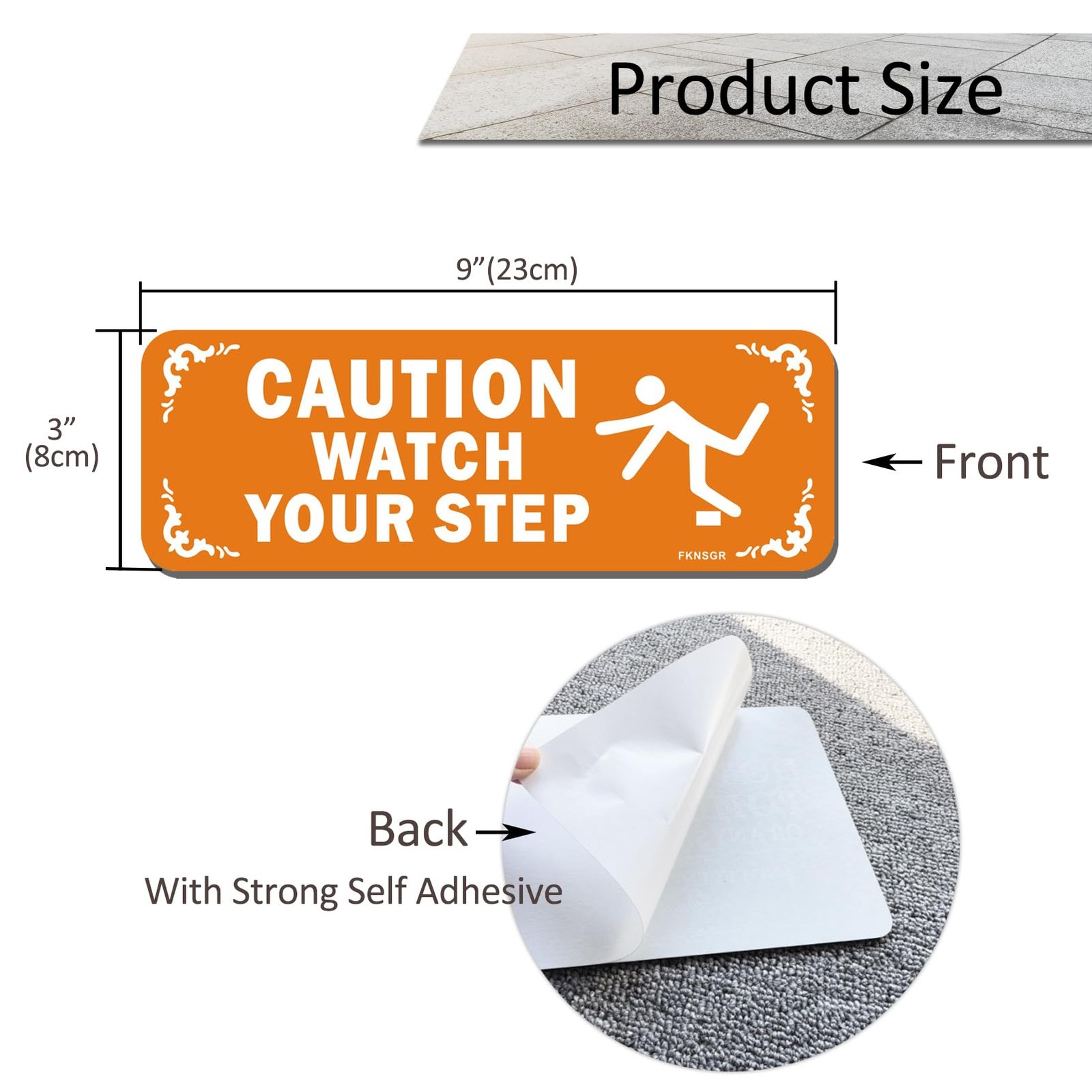 Caution Watch Your Step Sign 4 PCS, 9 x 3 inches Acrylic Sign for Bathroom, U…