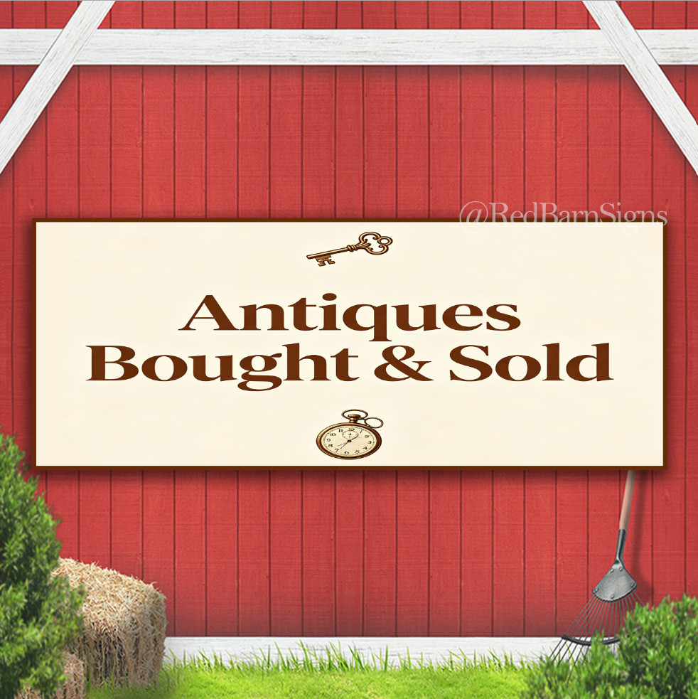 Antiques Bought & Sold Indoor Outdoor Banner Sign with grommets