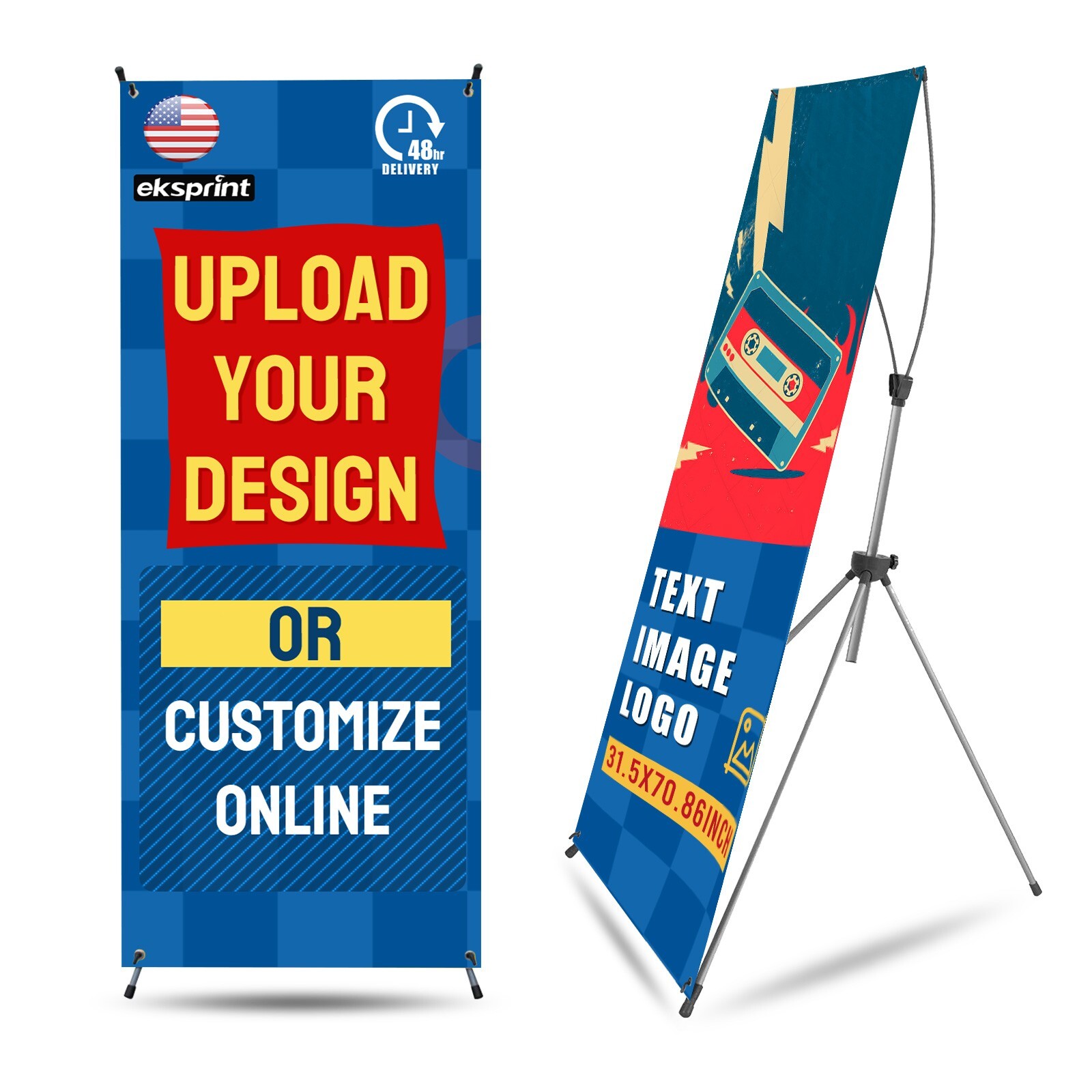 Custom retractable X-Banner Stand with Customized Banner for Business Display