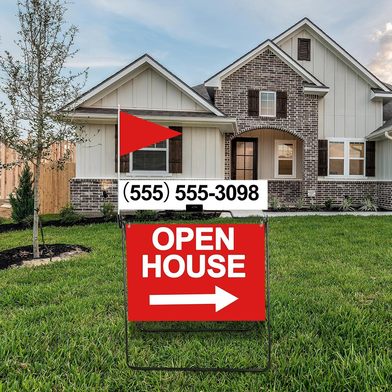 Therwen 5 Pack Open House Signs, Open House Yard Frames, a Frame Metal Stand for