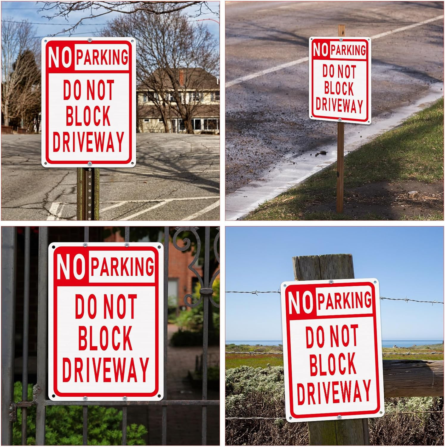 3 Pcs No Parking Sign Do Not Block Driveway 10 x 14 Inches Aluminum Metal Privat