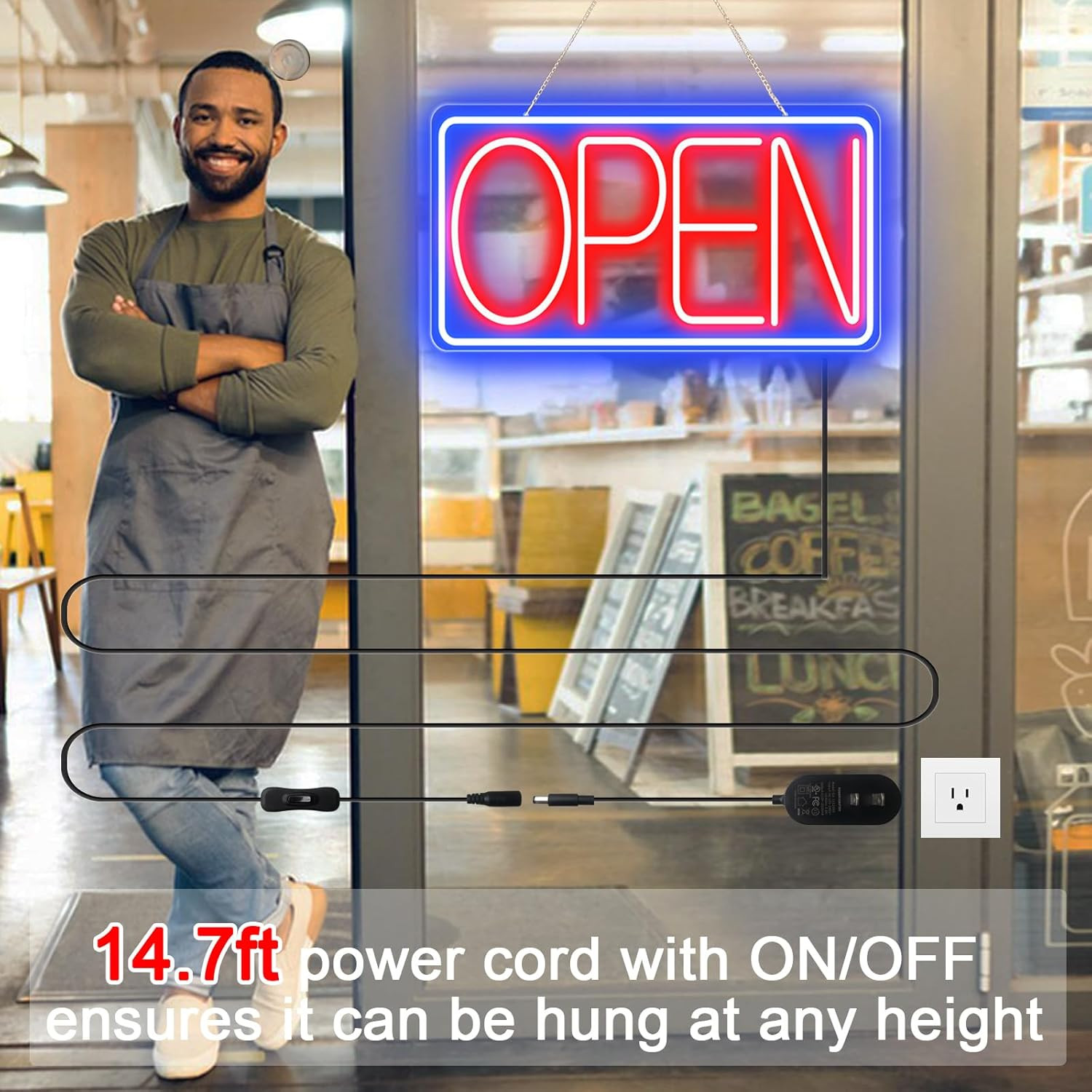 16.5&Prime; X 9&Prime; Led Neon Open Signs for Business – 12V/2A Ultra Bright Led Neon Sign