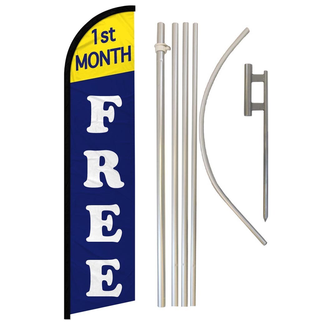 1st Month Free Full Curve Windless Swooper Flag Pole Kit Real Estate