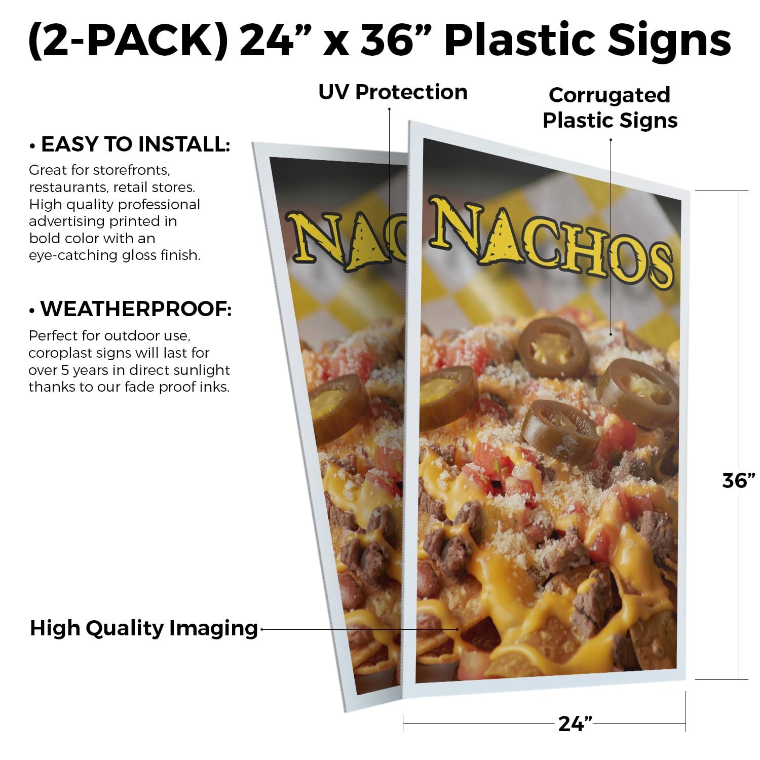 Signmission Nachos 2-Pack 24 Inch X 36 Inch Plastic Insert 4Mm Corrugated