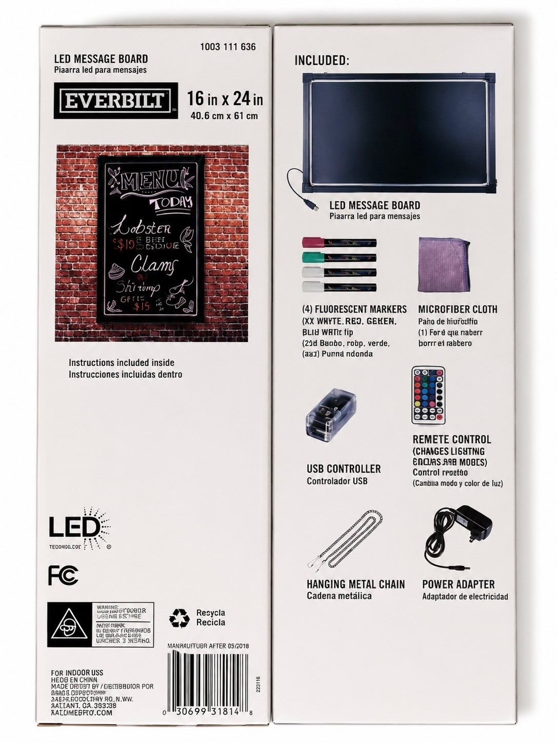 EVERBILT LED Message Board W/Remote Restaurant Sign Menu Specials 16×24