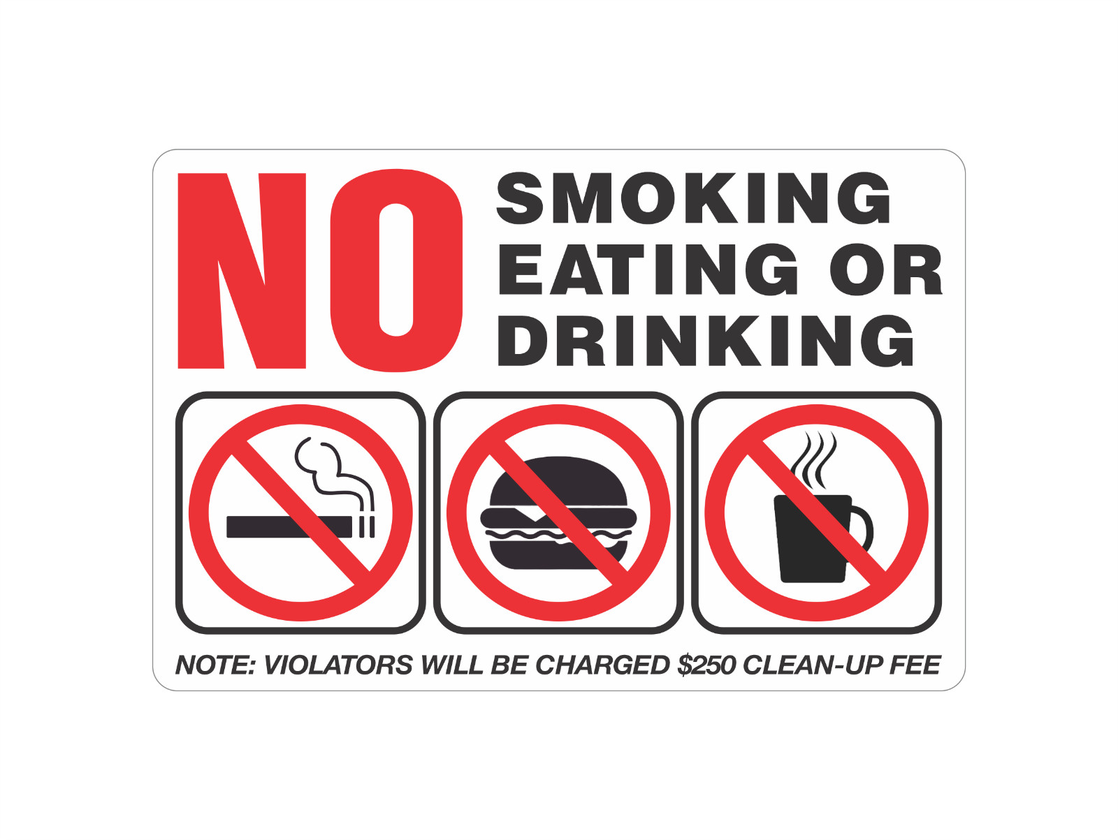 NO SMOKING Eating or Drinking sticker | white | 4&Prime; x 6&Prime; | outdoor durable