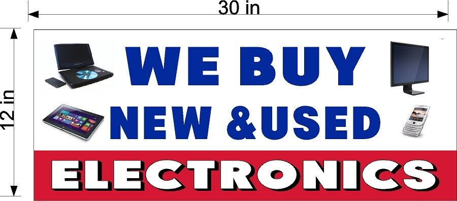 CLEARANCE SALE! 12&Prime; X 30&Prime; WE BUY NEW USED ELECTRONICS PERFORATED WINDOW VINYL