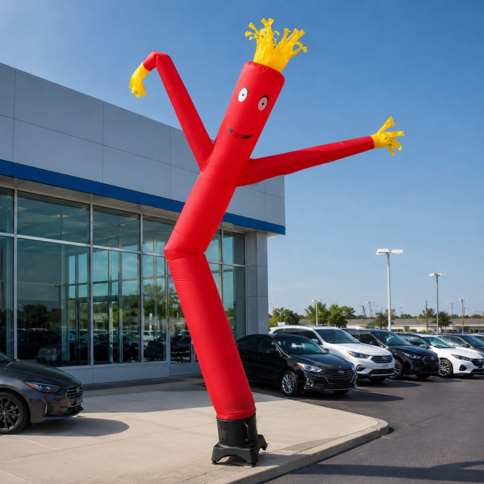 Advertising Inflatable Tube Man 12ft Red Blow Up Wavy Flailing with Blower