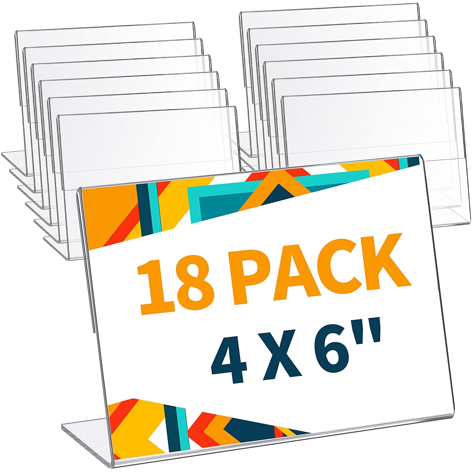 Yalikop 18 Pieces Acrylic Sign Holder 4 x 6 Inch Plastic Picture Frame clear