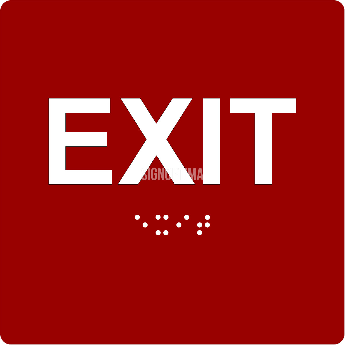 ADA Compliant EXIT Sign, Acrylic Braille 6&Prime;x6&Prime; , SignOptima™️