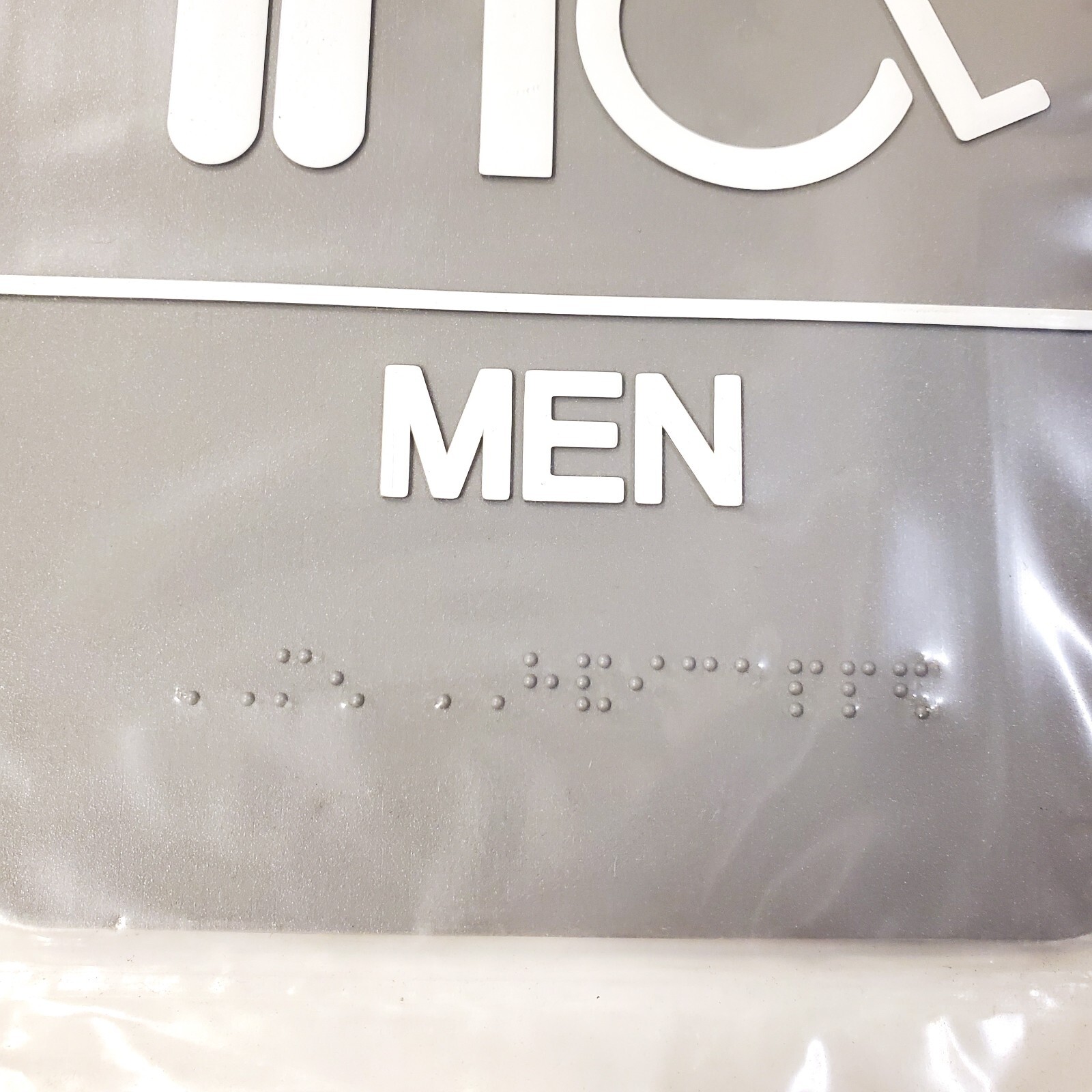 Gray Men&rsquo;s Restroom Bathroom Handicap ADA Accessible Braille Door Sign NEW!