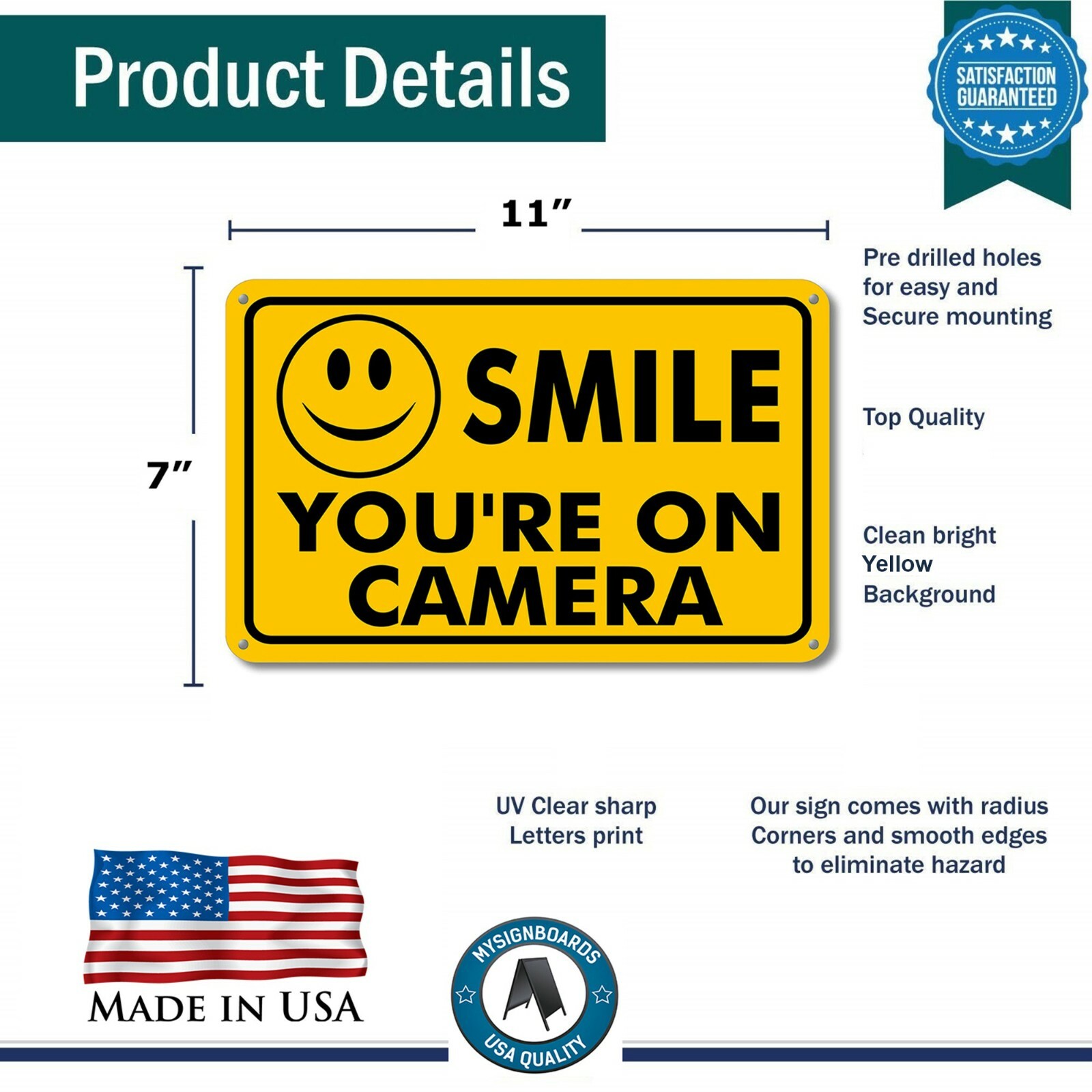 NEW SMILE YOU&rsquo;RE ON CAMERA SECURITY WATERPROOF BUSINESS YELLOW SIGN VIDEO CCTV