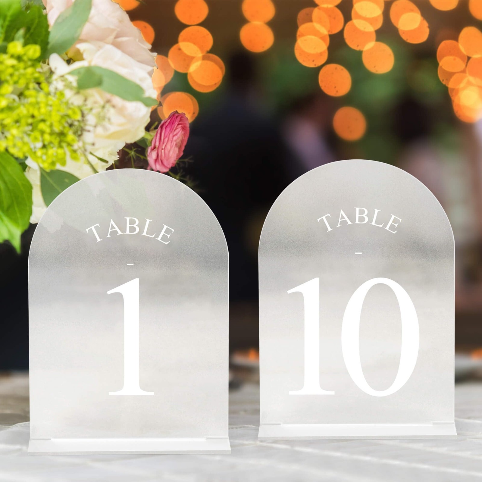 Frosted Arch Wedding Table Numbers 1-10 with Stands – 5&Prime; X 7&Prime; Acrylic Sign Ta…