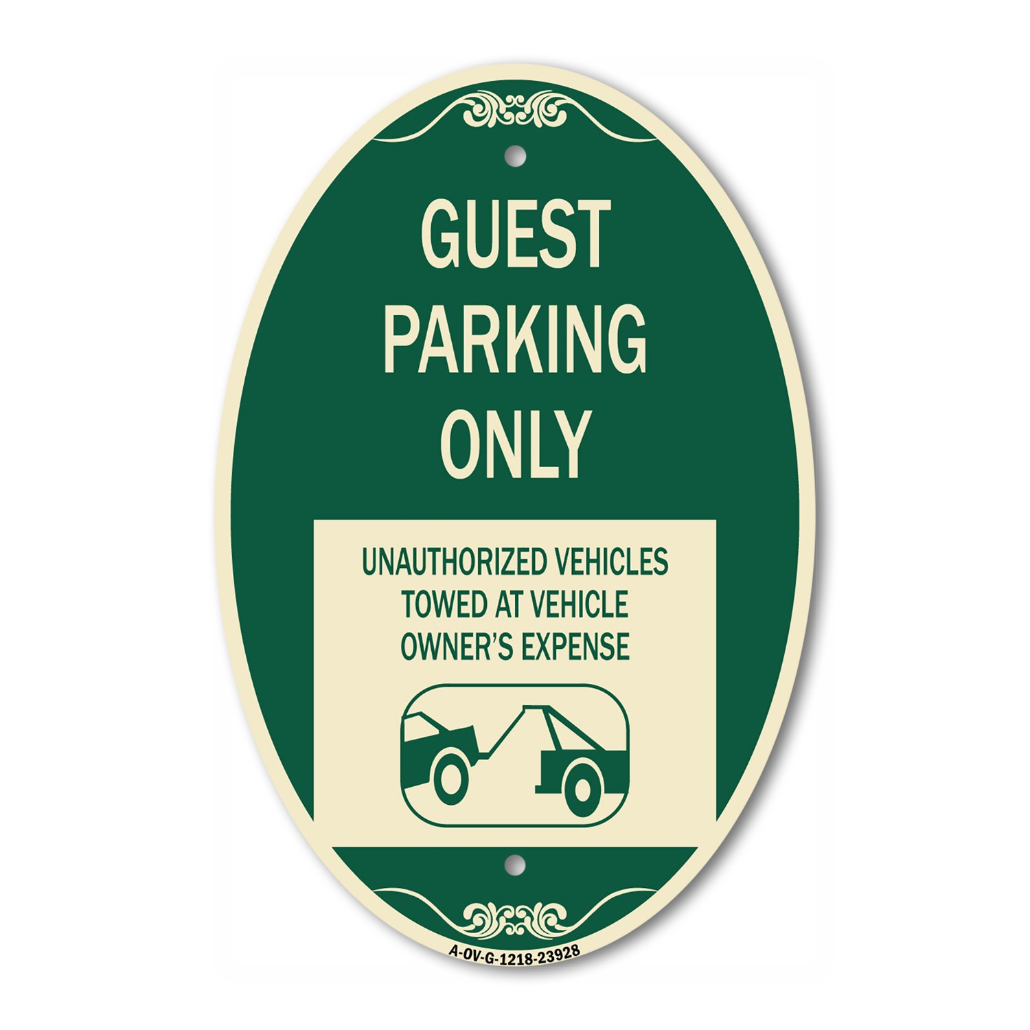 Guest Parking Only Unauthorized Vehicles Towed at Owner Expense with Graphic 12&Prime;